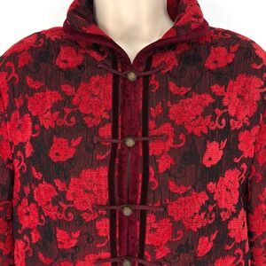 Vintage Rising Phoenix Kimono Jacket Silk Blend Tapestry Velvet Brass Buttons LG